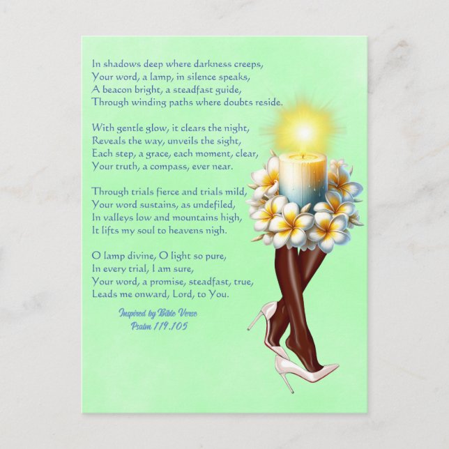 Inspired  Psalm 119:105 Poem Candle Lady Postcard (Front)