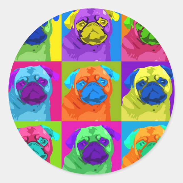 inspired Pug Circle Sticker (Front)