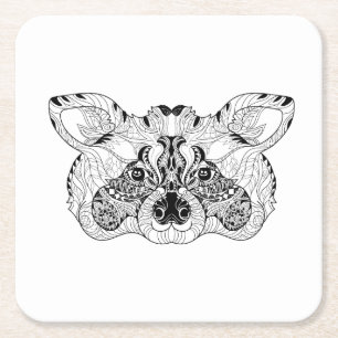 Inspired Raccoon Square Paper Coaster