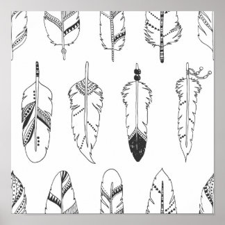 Inspired Retro Feather Pattern 2 Poster