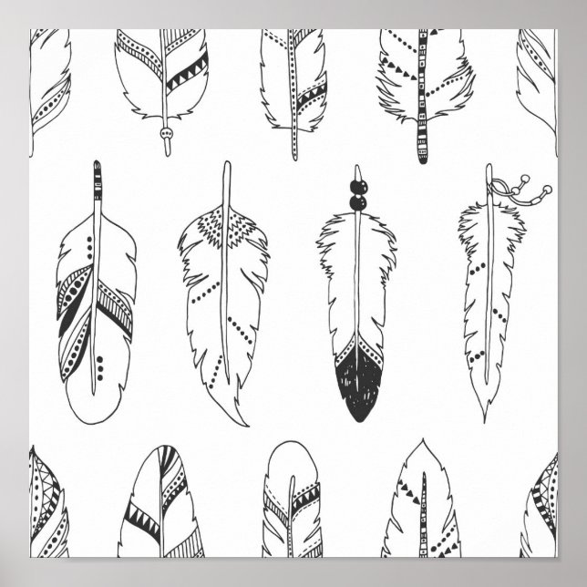 Inspired Retro Feather Pattern 2 Poster (Front)