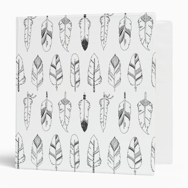 Inspired Retro Feather Pattern Binder (Front/Inside)