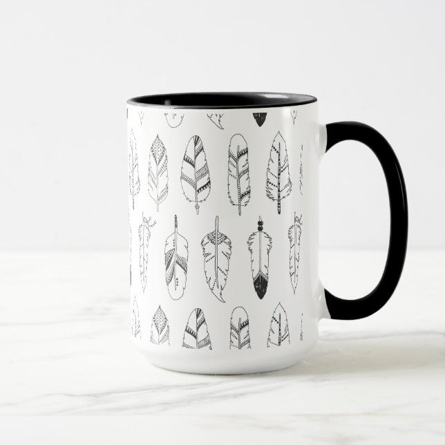 Inspired Retro Feather Pattern Mug (Right)