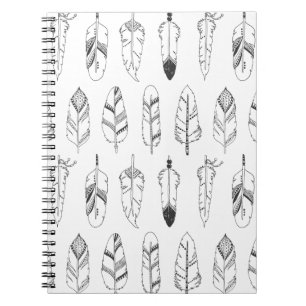 Inspired Retro Feather Pattern Notebook