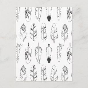 Inspired Retro Feather Pattern Postcard