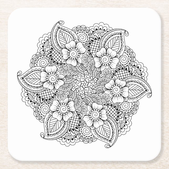 Inspired Round Element Square Paper Coaster (Front)