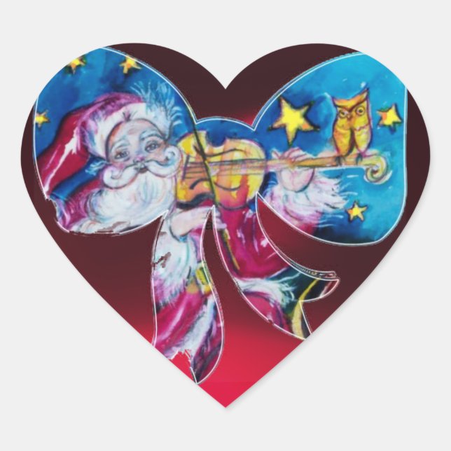 INSPIRED SANTA CHRISTMAS BOW HEART HEART STICKER (Front)