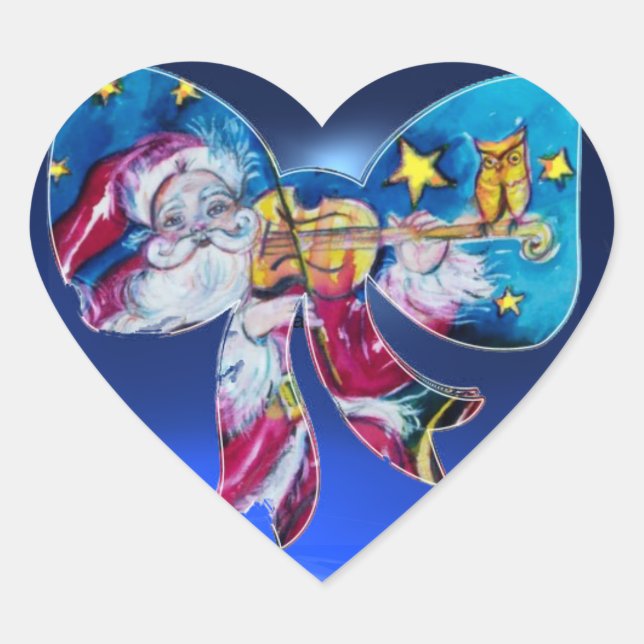 INSPIRED SANTA CHRISTMAS BOW HEART HEART STICKER (Front)