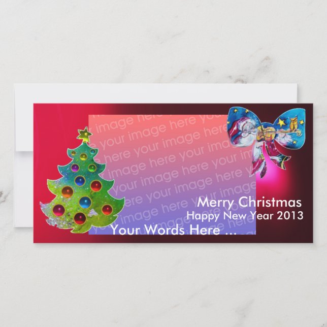 INSPIRED SANTA CHRISTMAS TREE AND BOW HOLIDAY CARD (Front)
