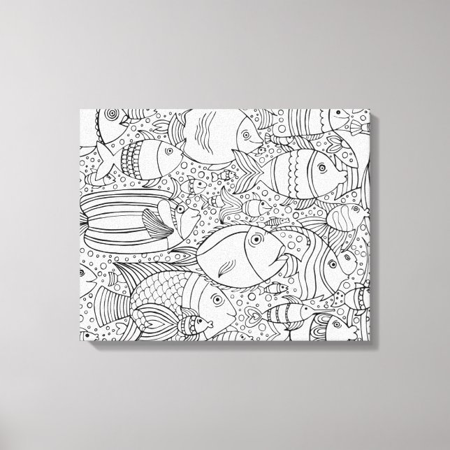 Inspired School Of Fish 6 Canvas Print (Front)