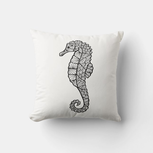 Inspired Sea Horse Throw Pillow (Front)