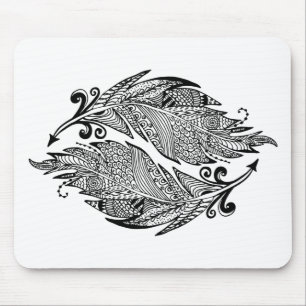 Inspired Sketch Of Feathers Mouse Pad