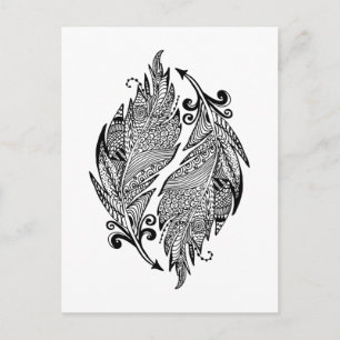 Inspired Sketch Of Feathers Postcard