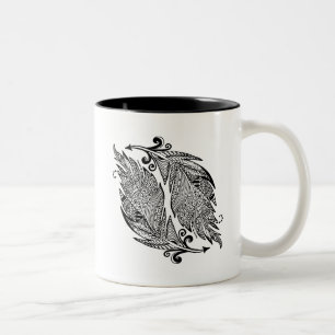 Inspired Sketch Of Feathers Two-Tone Coffee Mug