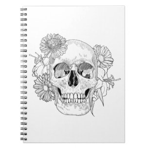 Inspired Skull And Flowers Notebook