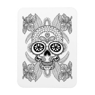 Inspired Skull In Flowers Magnet