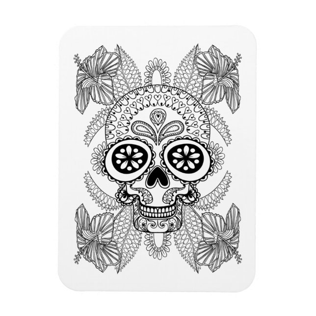 Inspired Skull In Flowers Magnet (Vertical)
