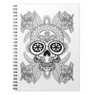 Inspired Skull In Flowers Notebook