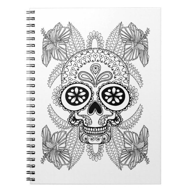Inspired Skull In Flowers Notebook (Front)