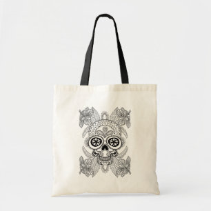 Inspired Skull In Flowers Tote Bag