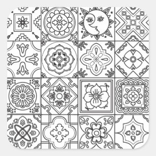 Inspired Talavera Pattern Square Sticker