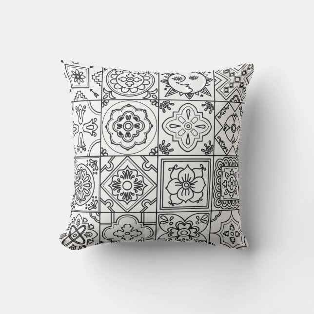 Inspired Talavera Pattern Throw Pillow (Front)