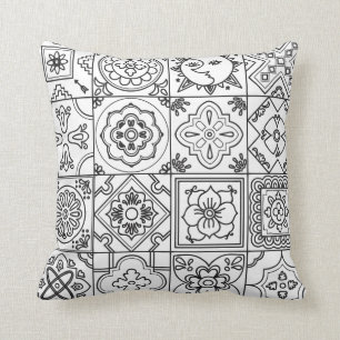 Inspired Talavera Pattern Throw Pillow