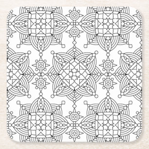 Inspired Tribal Artsy Pattern Square Paper Coaster