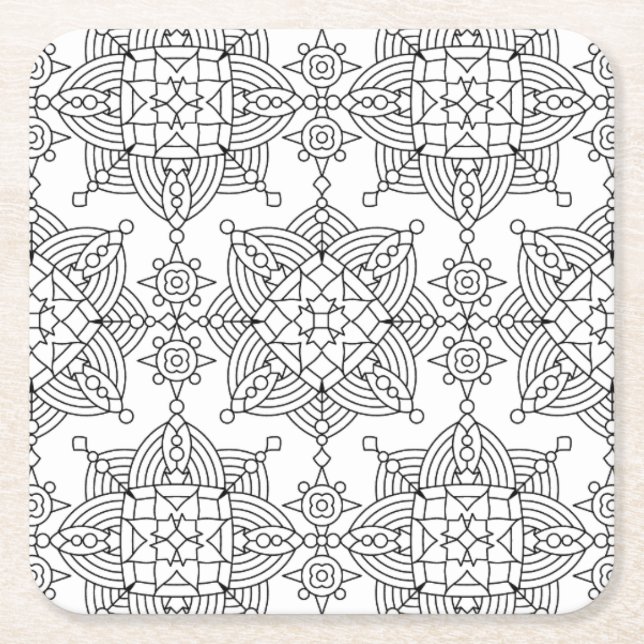 Inspired Tribal Artsy Pattern Square Paper Coaster (Front)