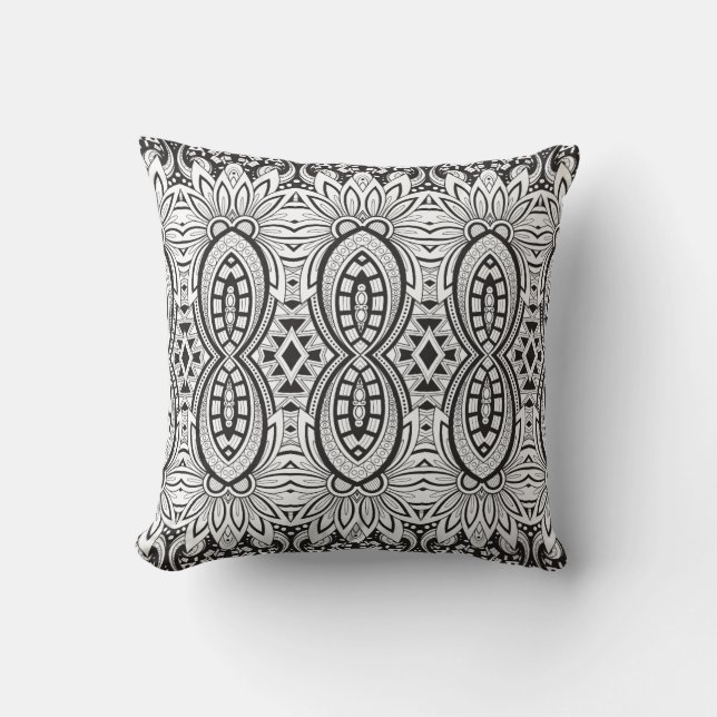 Inspired Tribal Drawing Throw Pillow (Front)