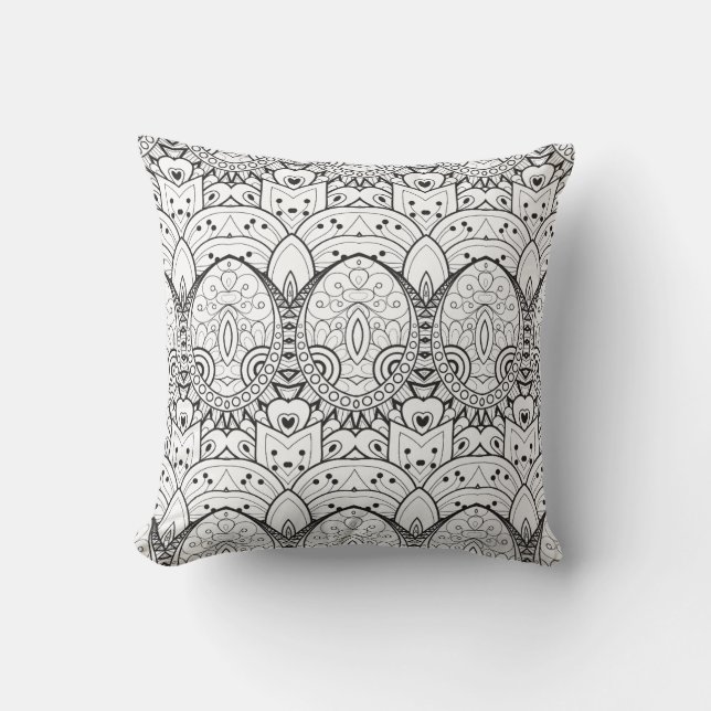 Inspired Tribal Illustration Throw Pillow (Front)