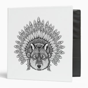 Inspired Wolf In Feathered War Bonnet Binder