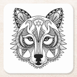 Inspired Wolf Square Paper Coaster
