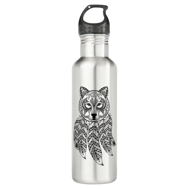 Inspired Wolf With Dreamcatcher 710 Ml Water Bottle (Front)