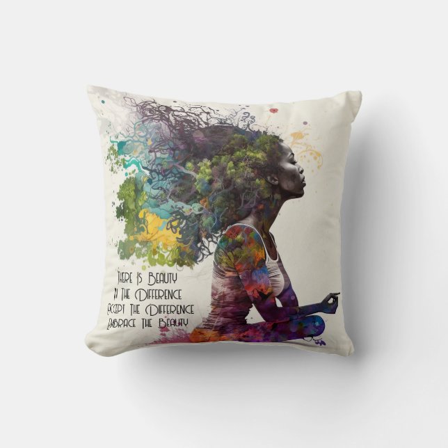 Inspired Woman Embrace Throw Pillow (Front)