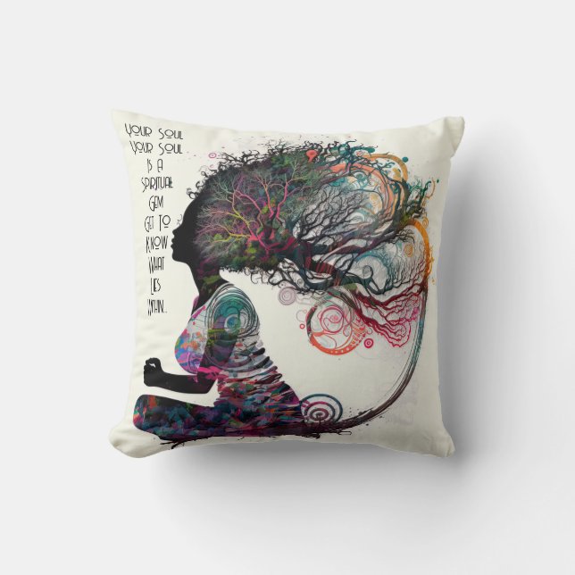 Inspired Woman Spiritual Gem Throw Pillow (Front)
