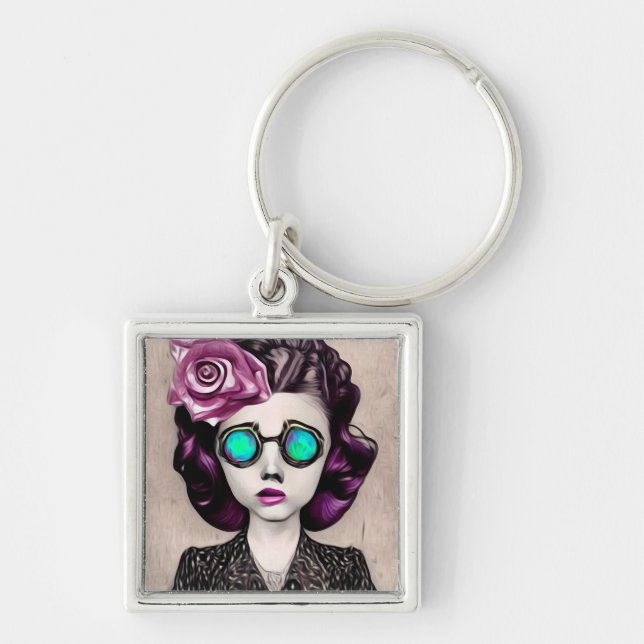 Inspirewire Opal Goggles Girl Keychain (Front)
