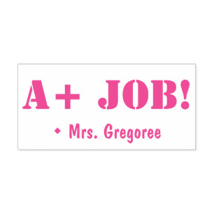 Inspiring "A+ JOB!" Tutor Rubber Stamp