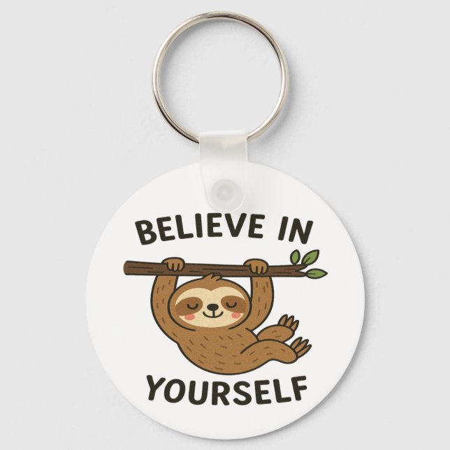  Inspiring "Believe in Yourself" Quote Print Keychain (Front)