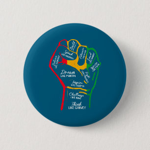 Inspiring black leaders power fist hand black 2 inch round button