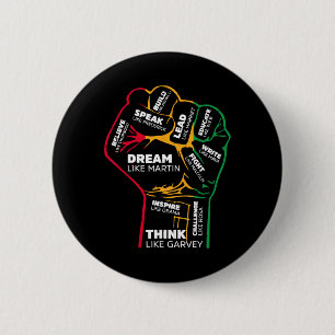 Inspiring Black Leaders Power Fist Hand Black Hist 2 Inch Round Button