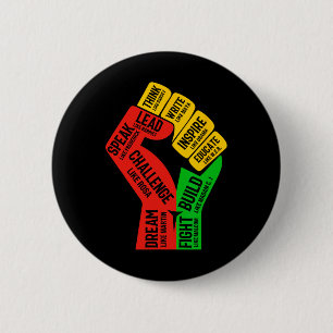 Inspiring Black Leaders Power Fist Hand Black Hist 2 Inch Round Button
