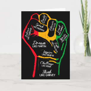 Inspiring Black Leaders Power Fist Hand Black Hist Card