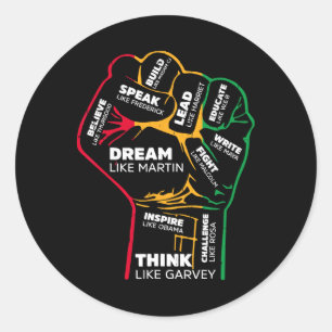 Inspiring Black Leaders Power Fist Hand Black Hist Classic Round Sticker