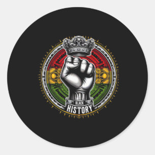 Inspiring Black Leaders Power Fist Hand Black Hist Classic Round Sticker