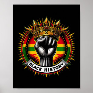 Inspiring Black Leaders Power Fist Hand Black Hist Poster