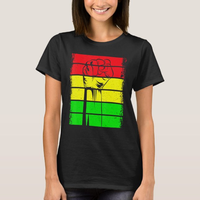 Inspiring Black Leaders Power Fist Hand Black Hist T-Shirt (Front)