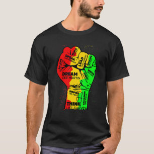 Inspiring Black Leaders Power Fist Hand Black Hist T-Shirt