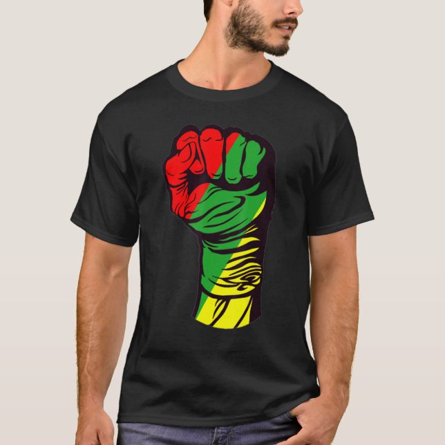 Inspiring Black Leaders Power Fist Hand Black Hist T-Shirt (Front)