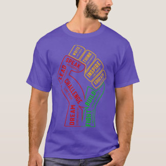 Inspiring Black Leaders Power Fist Hand Black Hist T-Shirt